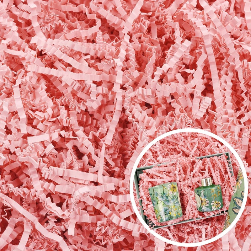 WUINOID Valentines Pink Crinkle Cut Paper Shred Filler for Gift Baskets Box Bags 1/2 LB, Shredded Paper Grass for Bridesmaid Engagement Wedding Valentine's Day Mother's Day Easter Christmas Holiday Packaging Wrapping - Image 1